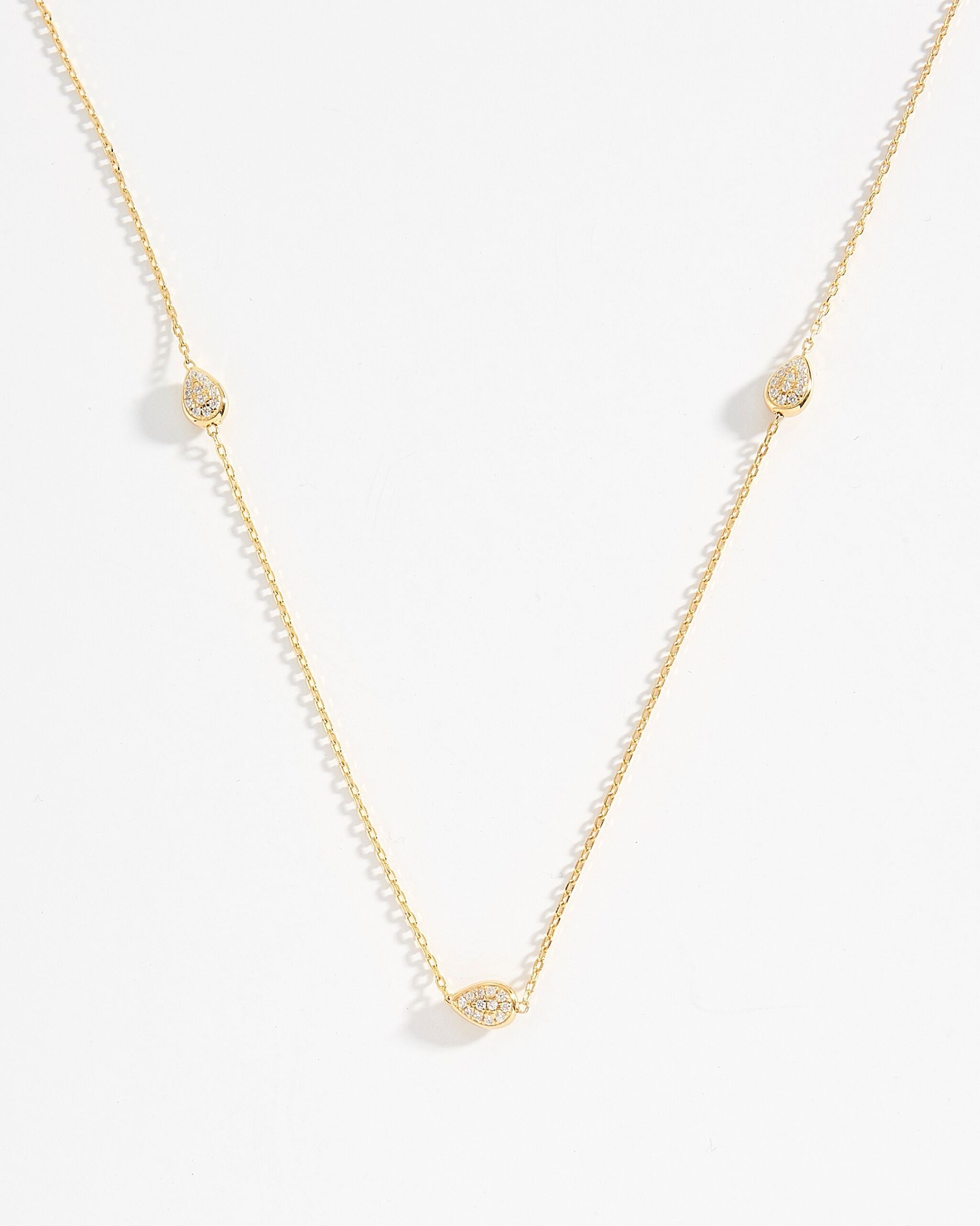 Stephanie Dainty Chain Necklace With Pear Droplets
