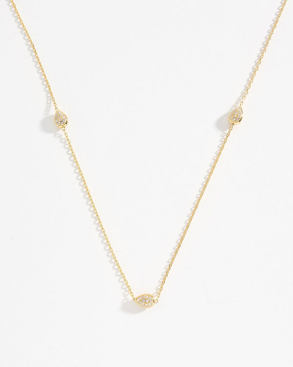 Stephanie Dainty Chain Necklace With Pear Droplets
