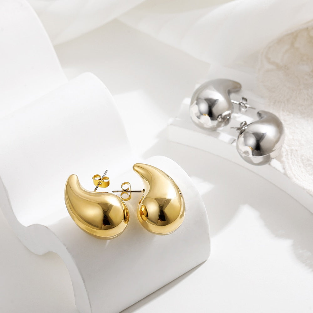 Teardrop Chunky Hoop Earrings