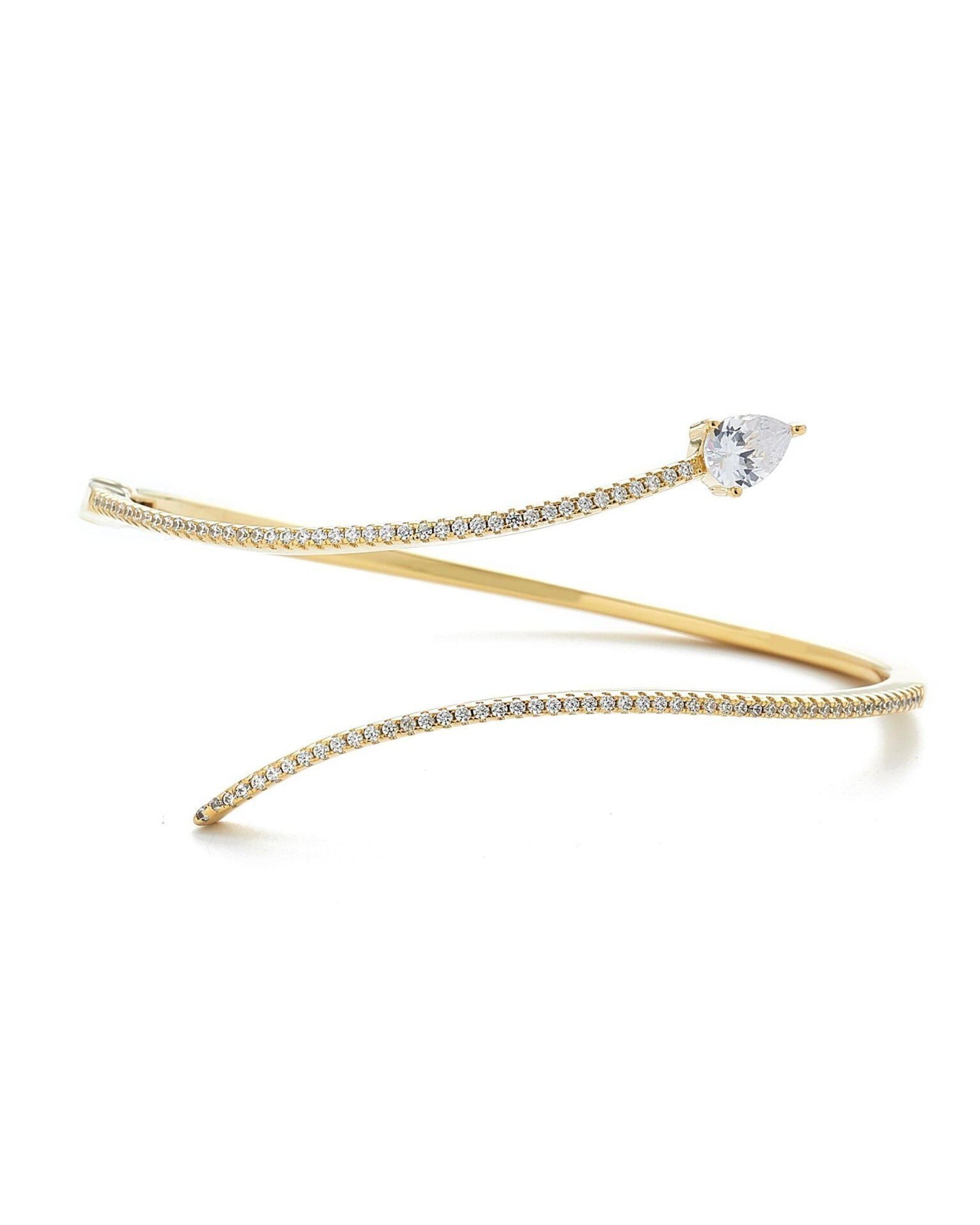 Sybil Single Wraparound Snake Bangle with Pear Shape Droplet