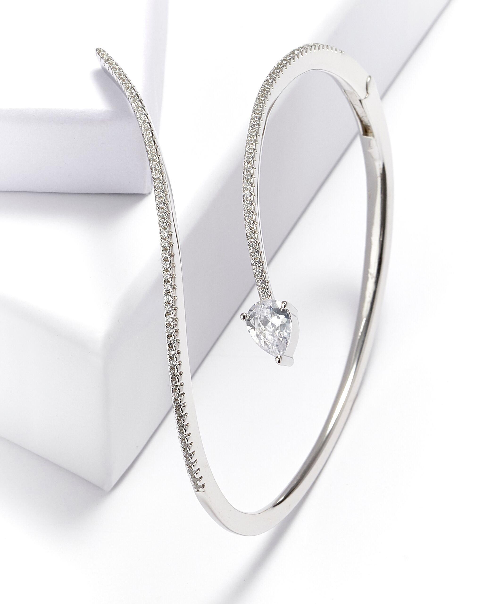 Sybil Single Wraparound Snake Bangle with Pear Shape Droplet