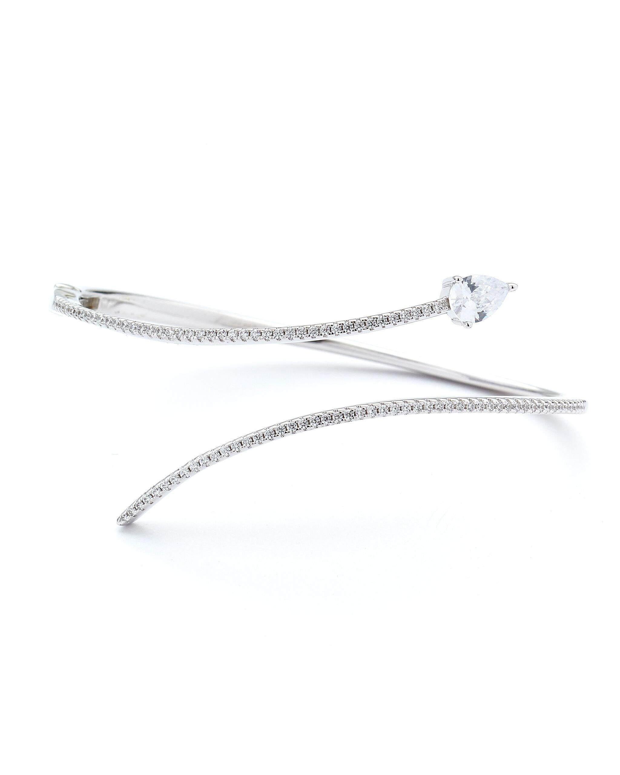 Sybil Single Wraparound Snake Bangle with Pear Shape Droplet