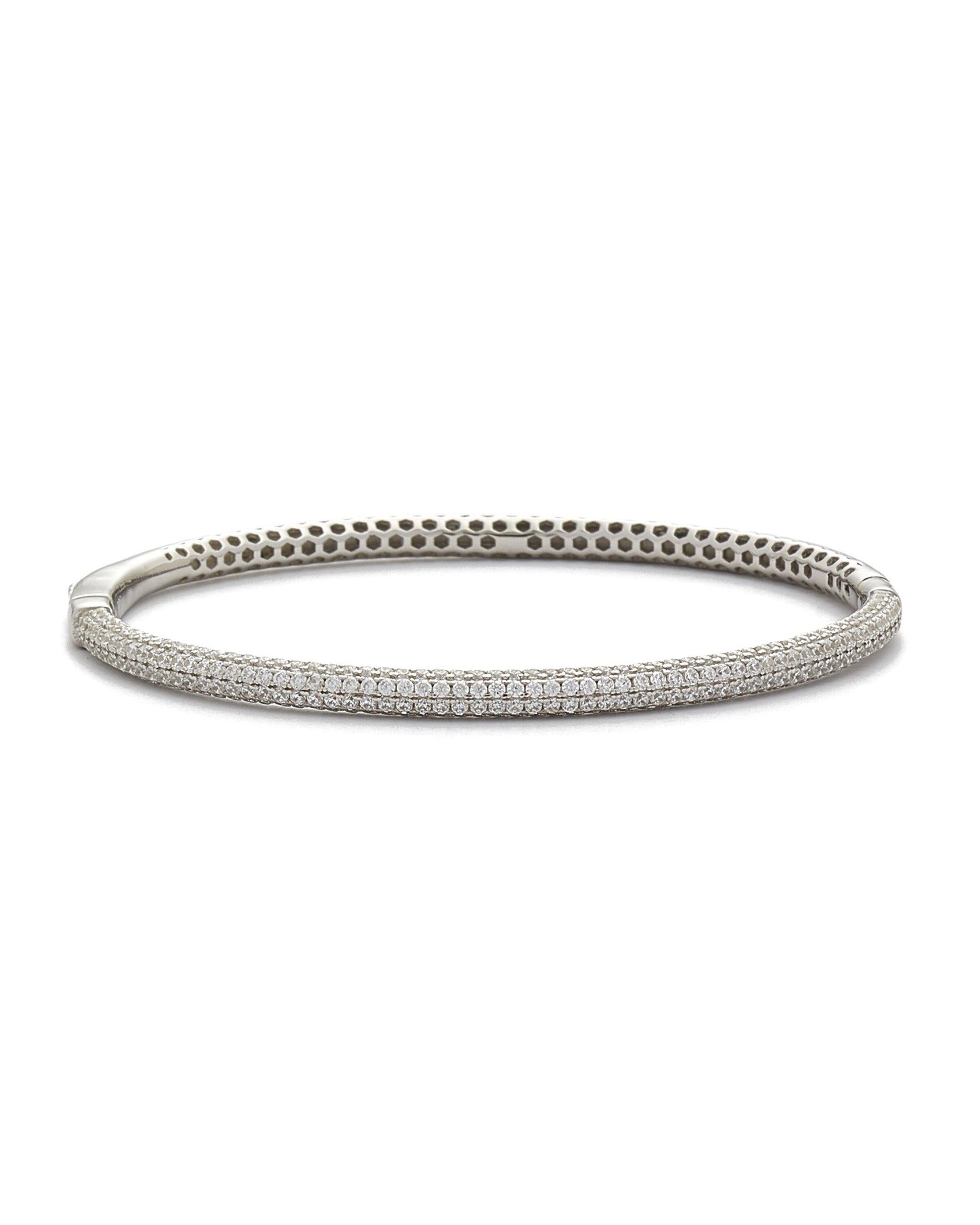 Nira .925 Sterling Silver Round Edge CZ Bangle Bracelet