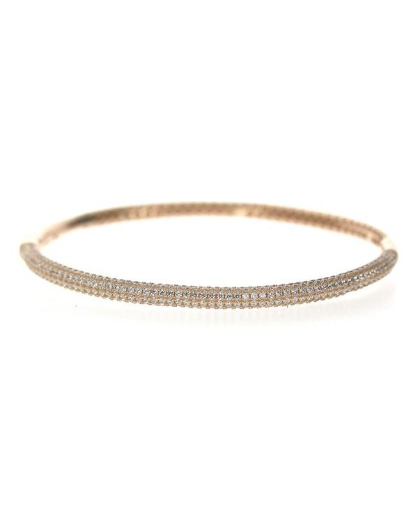 Nira .925 Sterling Silver Round Edge CZ Bangle Bracelet