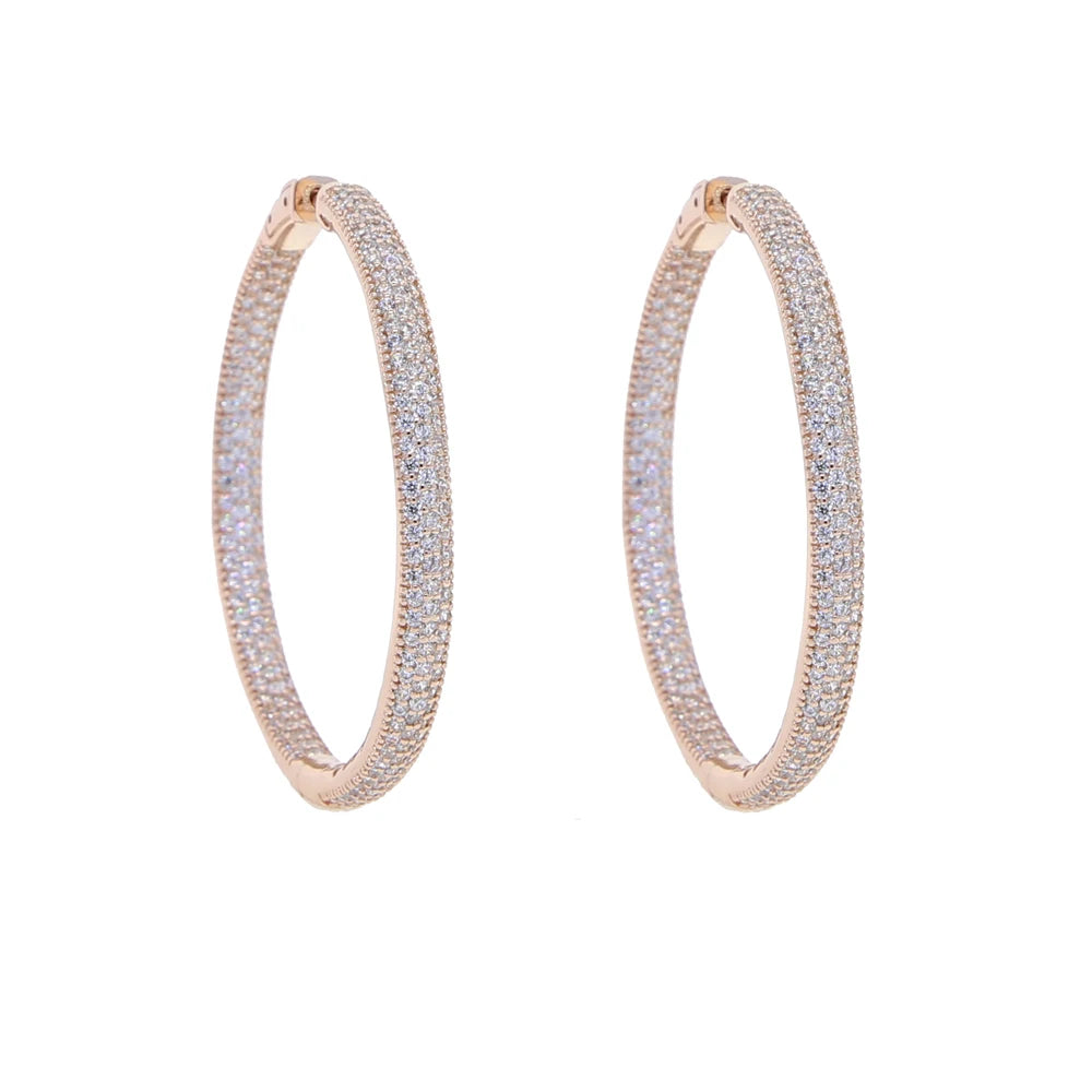 Carey Round Micro Pave Hoop 50mm Big CZ Earrings