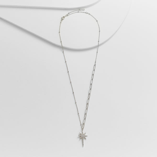 Star Pendant Necklace on Half Paper Clip Chain