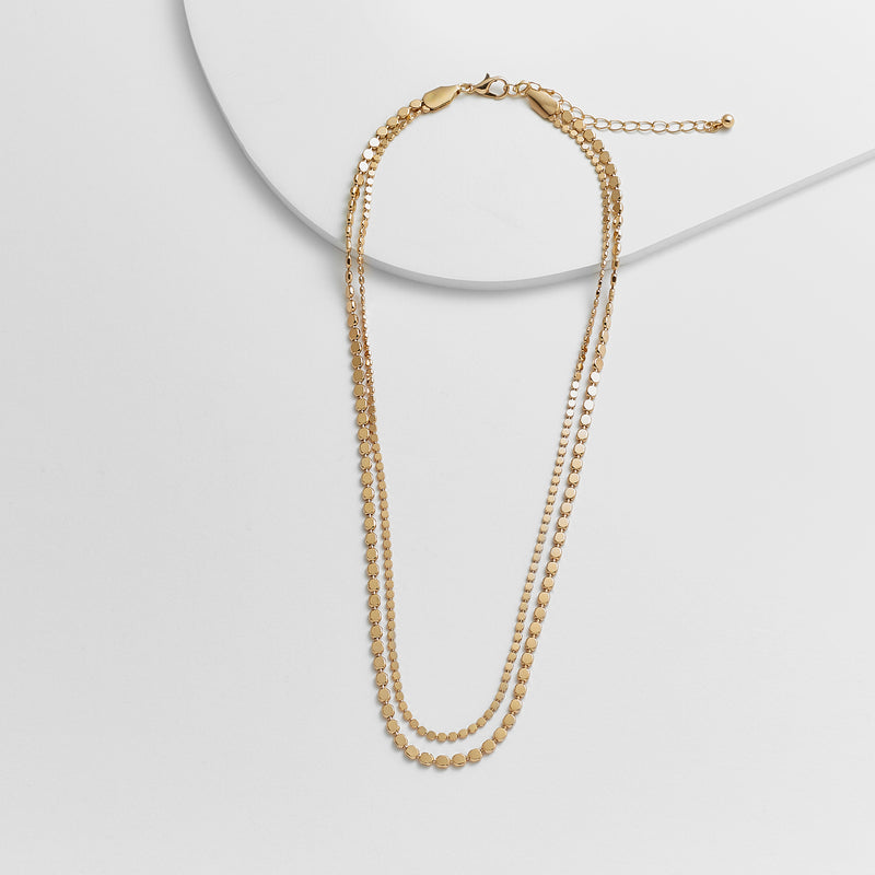 Double strand golden beads necklace