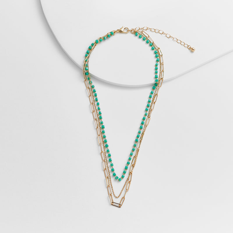 Tri-strand Necklace with Turquoise Beads