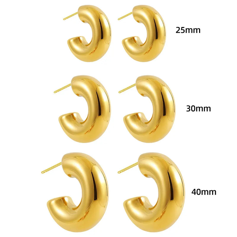 Chunky Hoop Earrings for Women Goldfilled Tube Thick Hoops Lightweight Jewelry 25/30/40mm