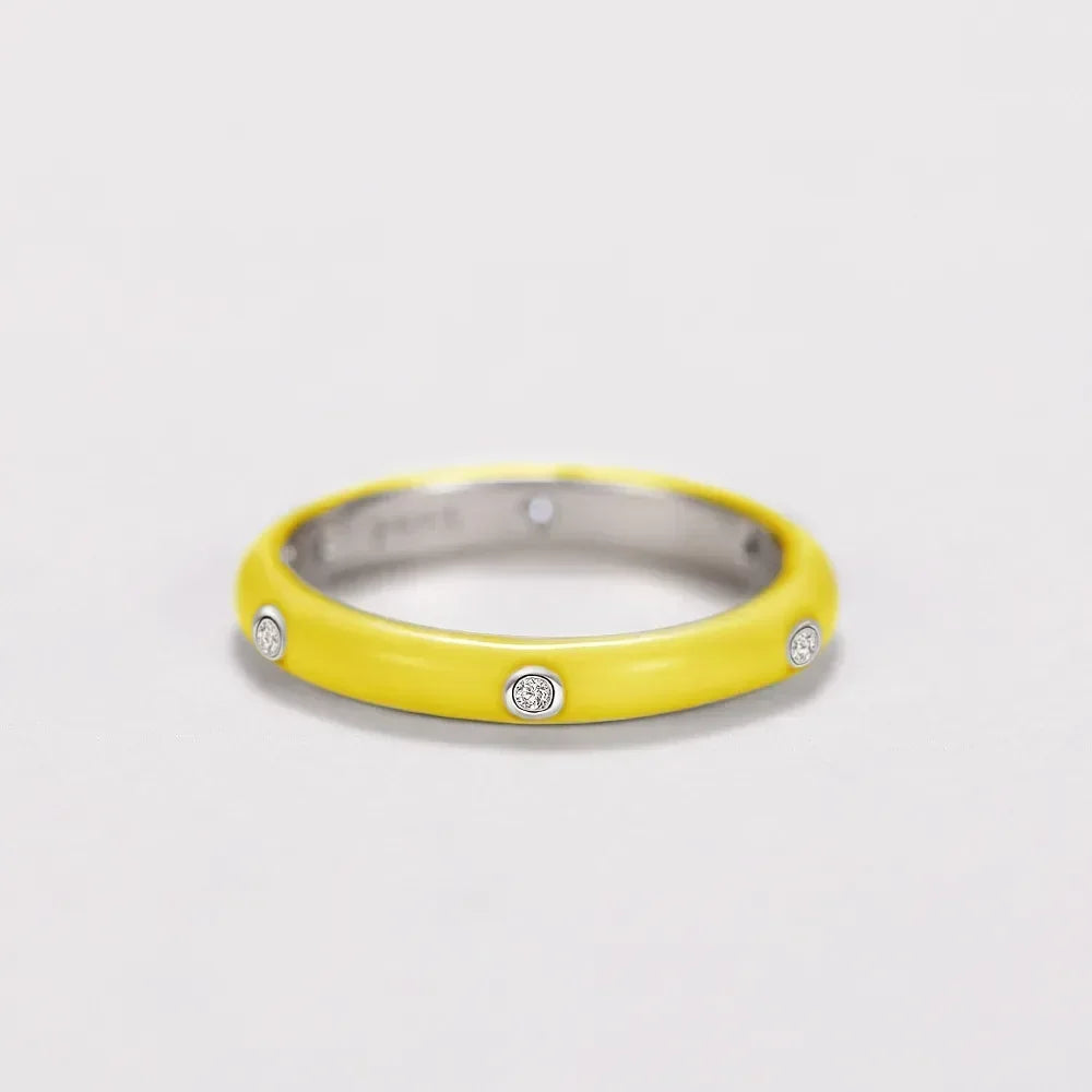 Carin Colorful Enamel Circle CZ