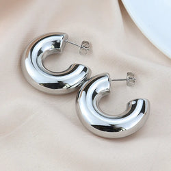 Chunky Hoop Earrings for Women Goldfilled Tube Thick Hoops Lightweight Jewelry 25/30/40mm