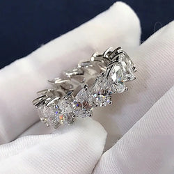 Rhea Eternity Pear cut Lab Diamond Ring White Gold Filled  Engagement Wedding band for Women  Luxury Party Jewelry