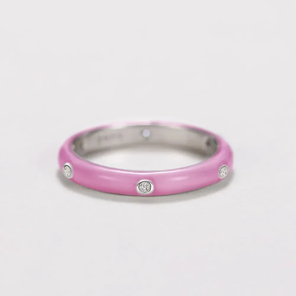 Carin Colorful Enamel Circle CZ