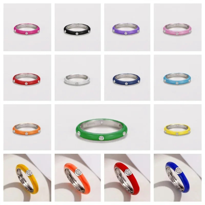 Carin Colorful Enamel Circle CZ