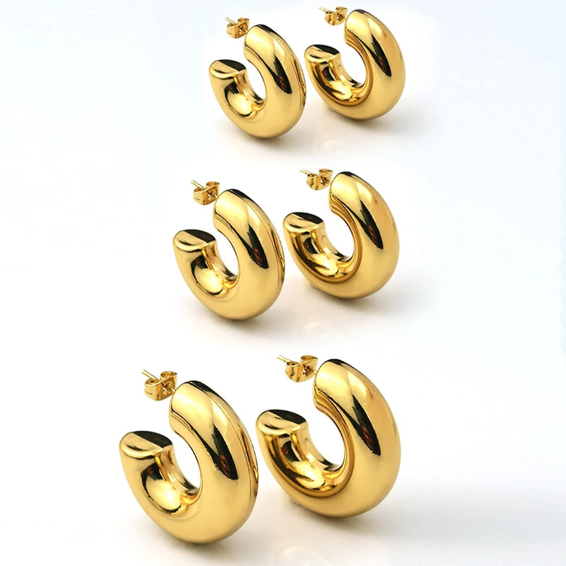 Chunky Hoop Earrings for Women Goldfilled Tube Thick Hoops Lightweight Jewelry 25/30/40mm