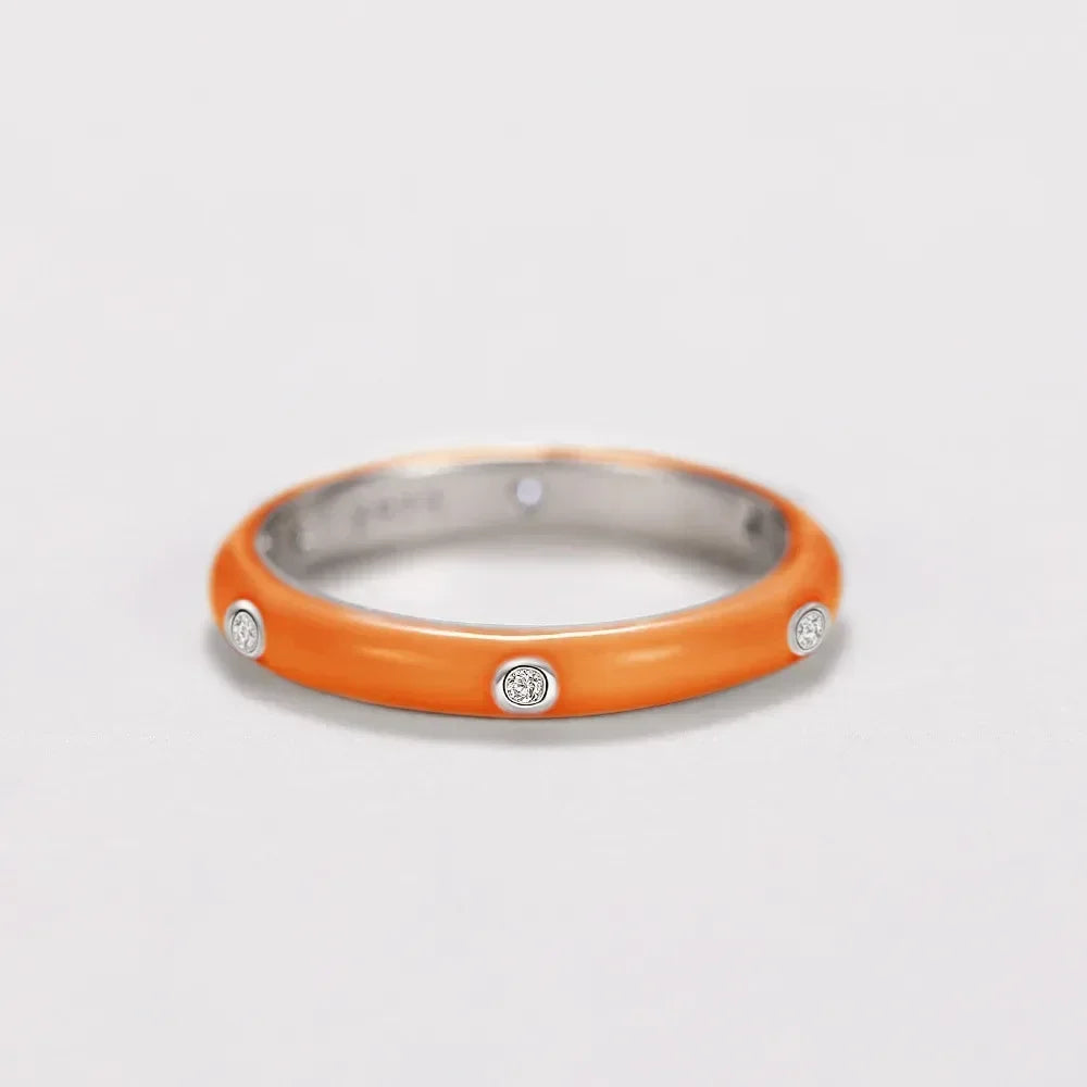 Carin Colorful Enamel Circle CZ