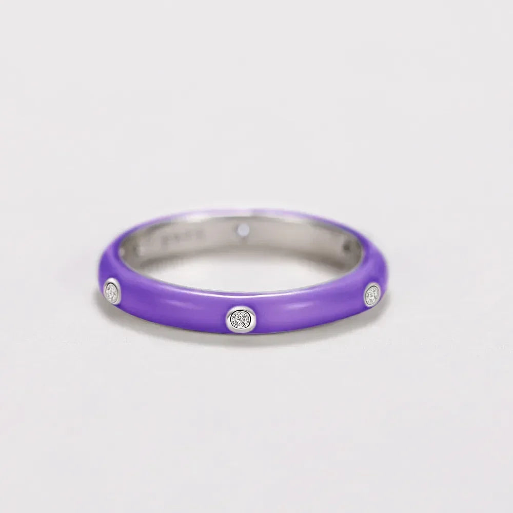 Carin Colorful Enamel Circle CZ