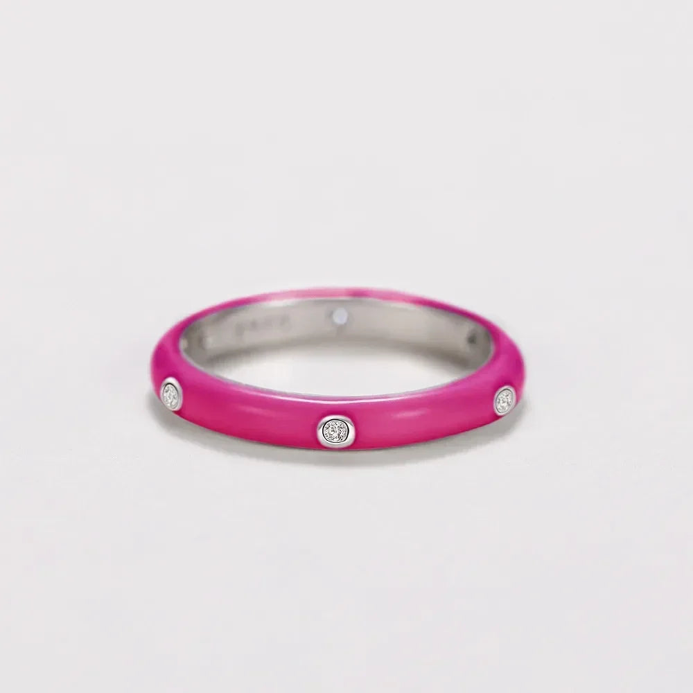 Carin Colorful Enamel Circle CZ