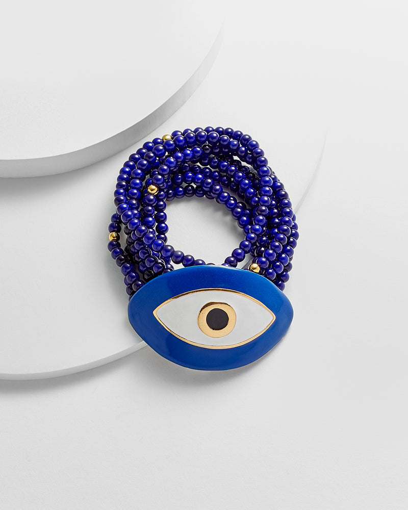 Evil Eye Multi String Bead & Enamel Bracelet