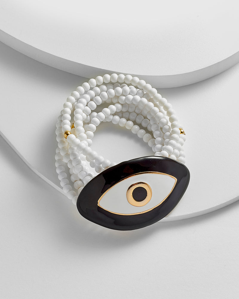 Evil Eye Multi String Bead & Enamel Bracelet