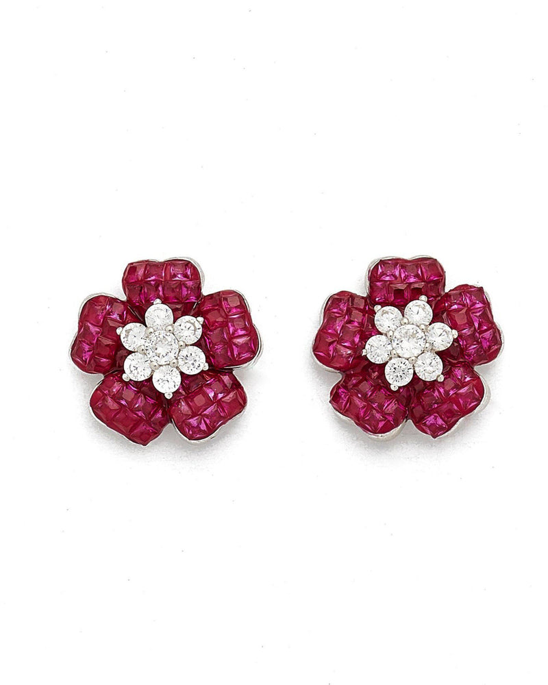Daphne Jeweled Flower Petal Stud Earrings
