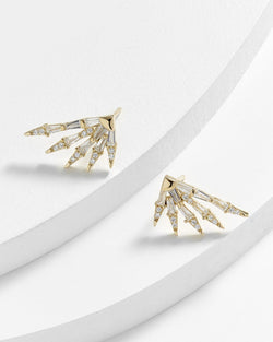 Zita Palm Frond Inspired Baguette Earrings