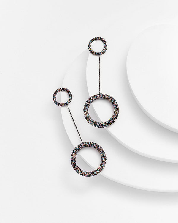 ELEANOR Hematite Drop Circle Earrings