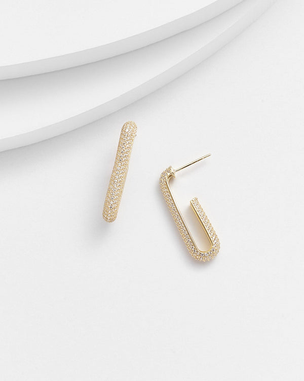 Paper Clip Pave Earrings