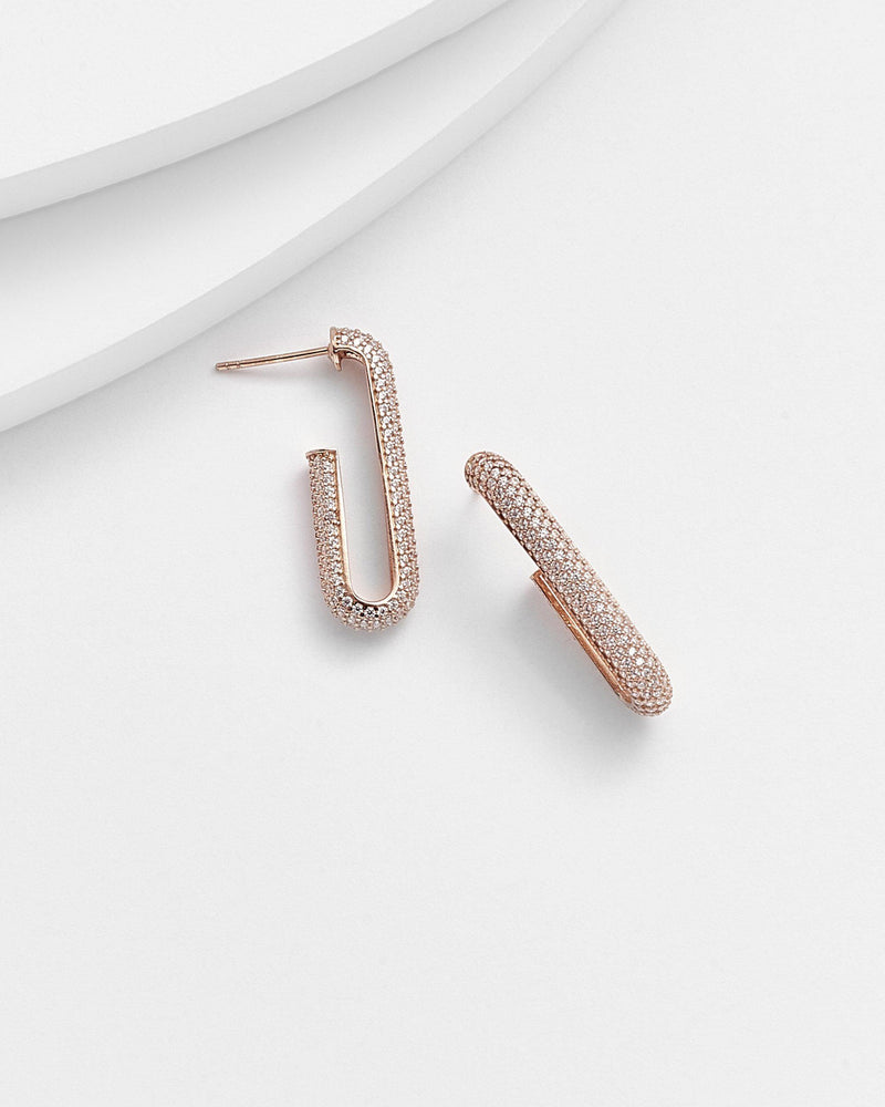 Paper Clip Pave Earrings