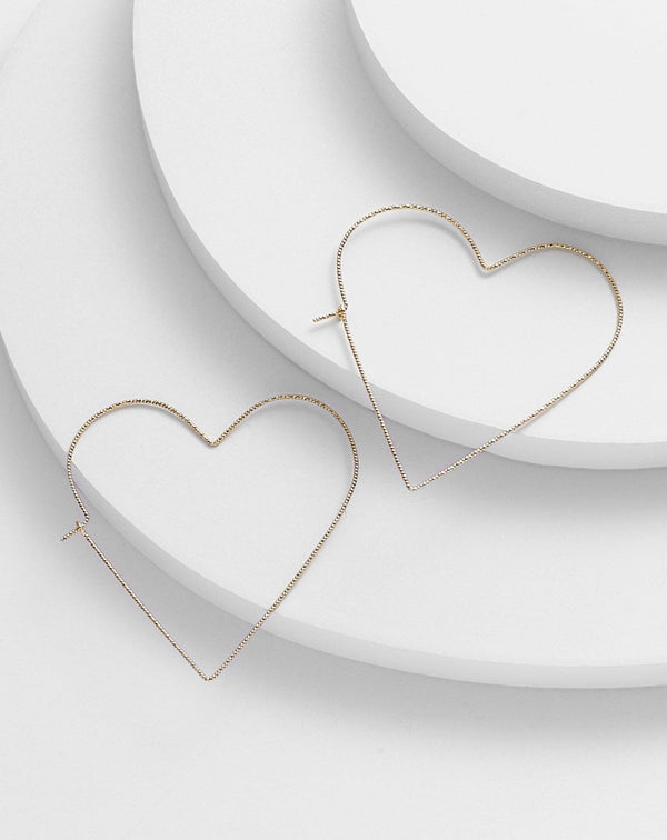 Thin Heart Wire Earrings