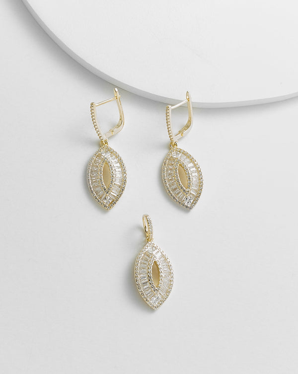 Olivia Marquise Shape Earrings & Pendant Set