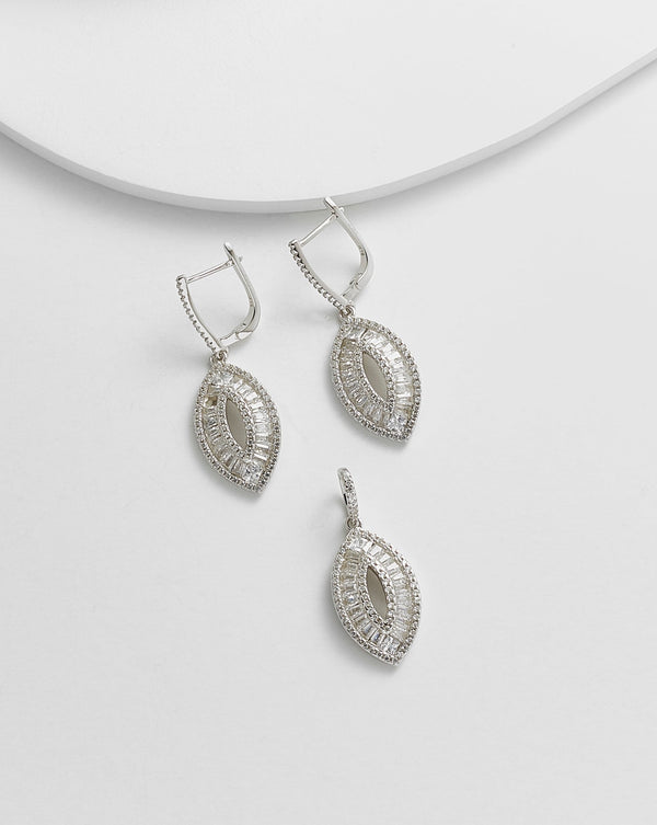 Olivia Marquise Shape Earrings & Pendant Set