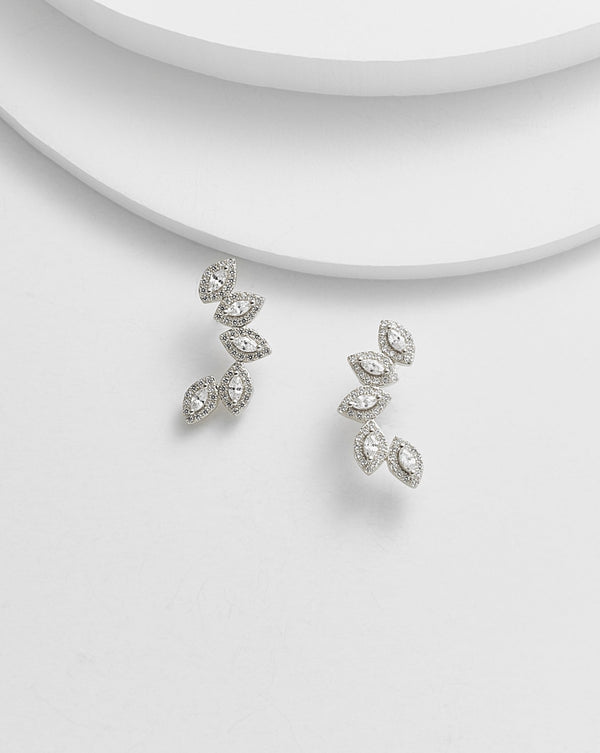 Flora Marquise Shape Ear climber Stud Earrings