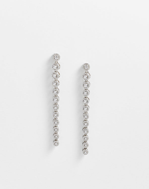 Bella Pave Bezel Setting Line Drop Earrings