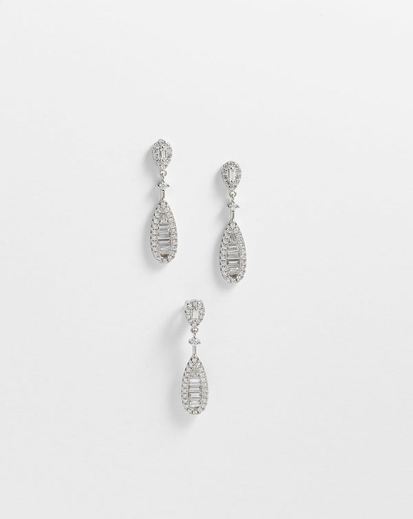 Evelyn Pear Shape Drop Earring and Pendant Set