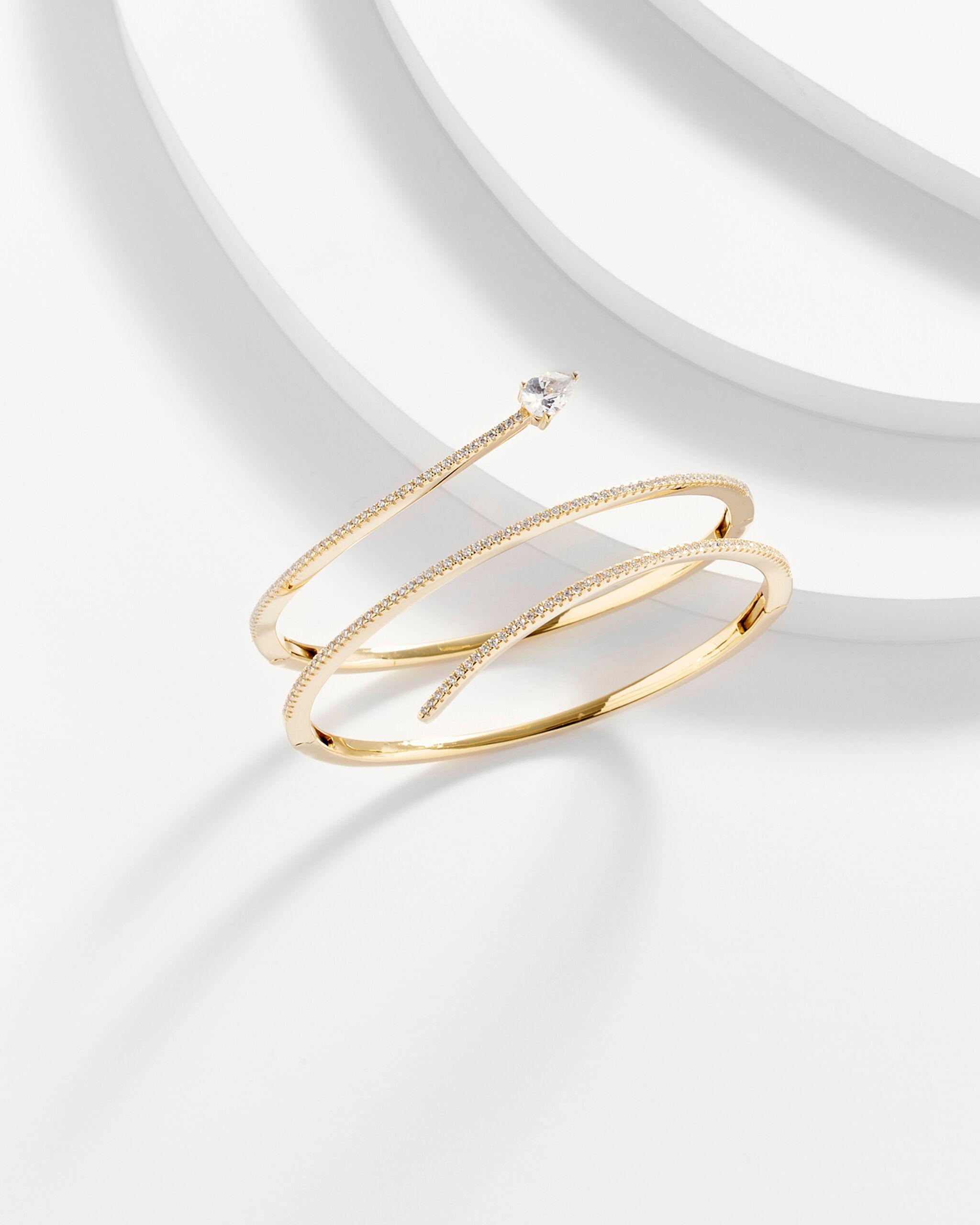 Sybil Double Wraparound Snake Bangle with Pear Shape Droplet