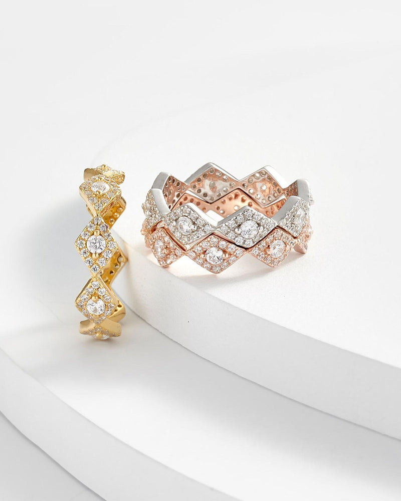 Kelly Stackable Diamond-Shaped Trio Rings