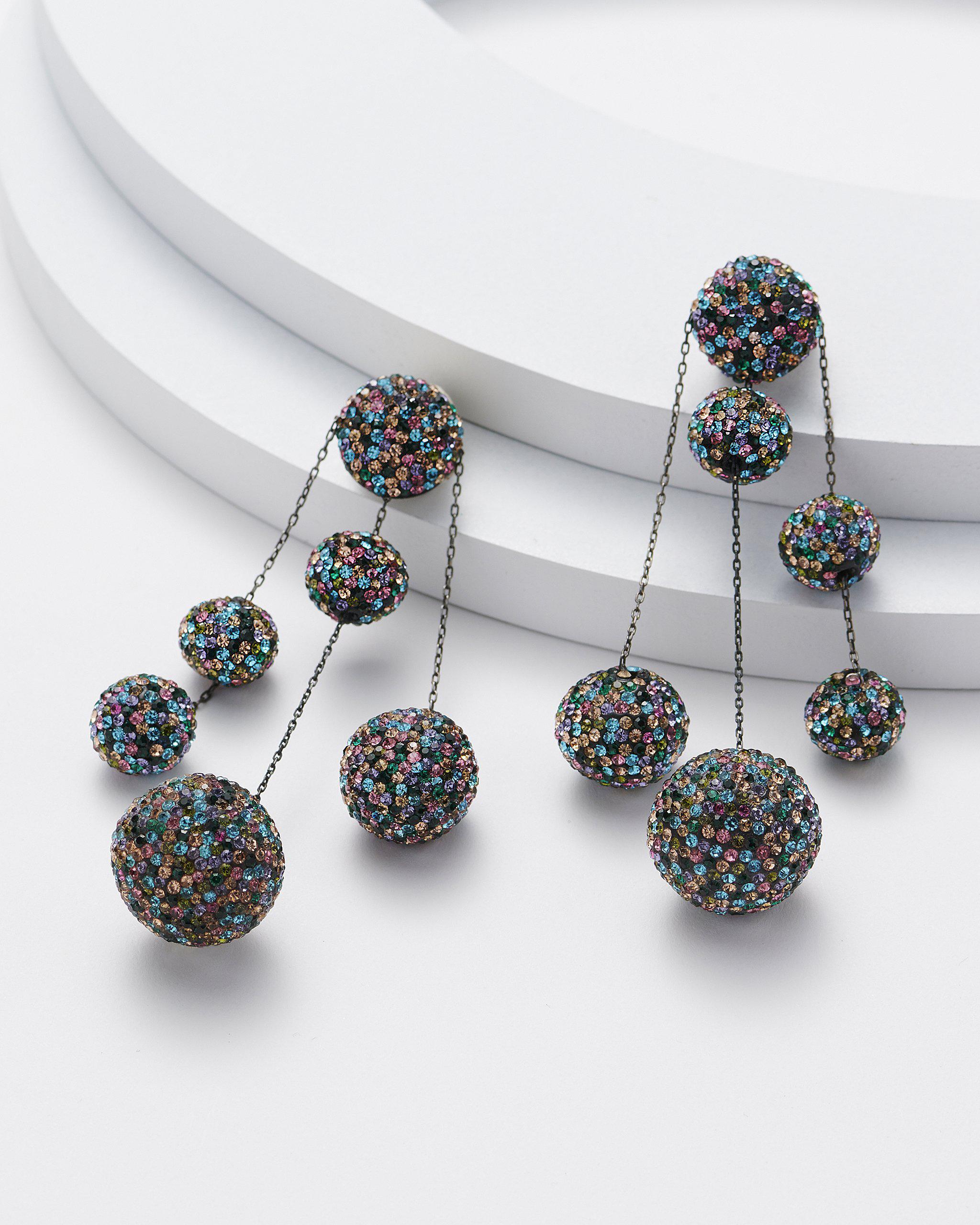 CLARICE HEMATITE MULTI BALL DROP EARRINGS