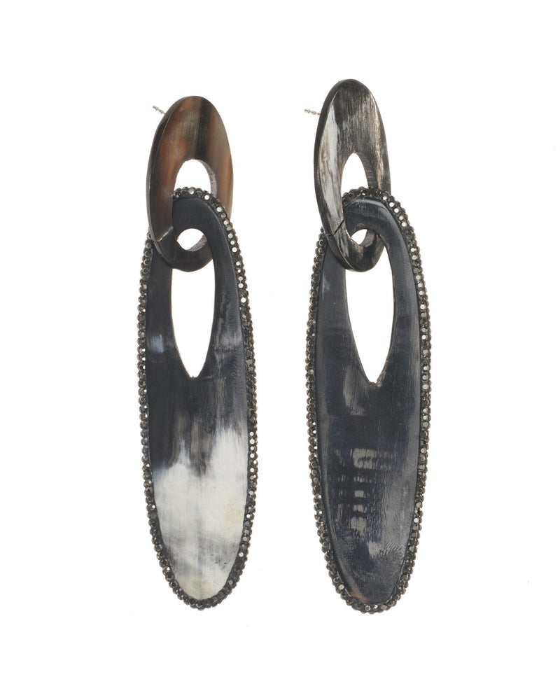 CLAUDETTE Horn And Hematite Earrings
