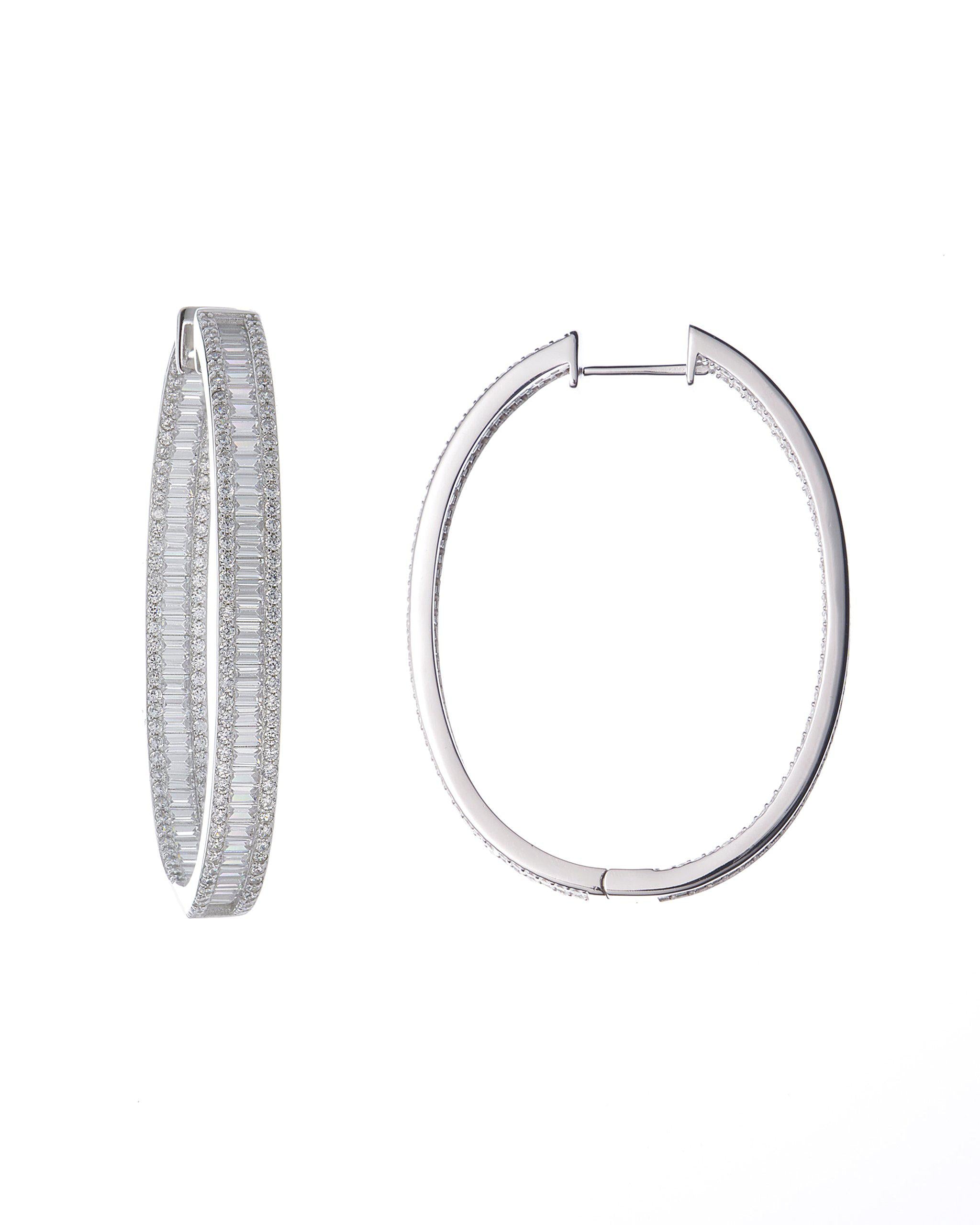 Christina Baguette Triple Row Oblong Hoop Earrings