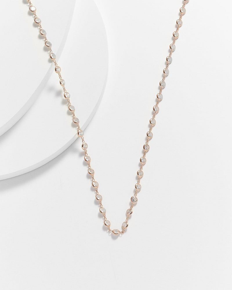 April Round Cut Diamond by the Yard Necklace