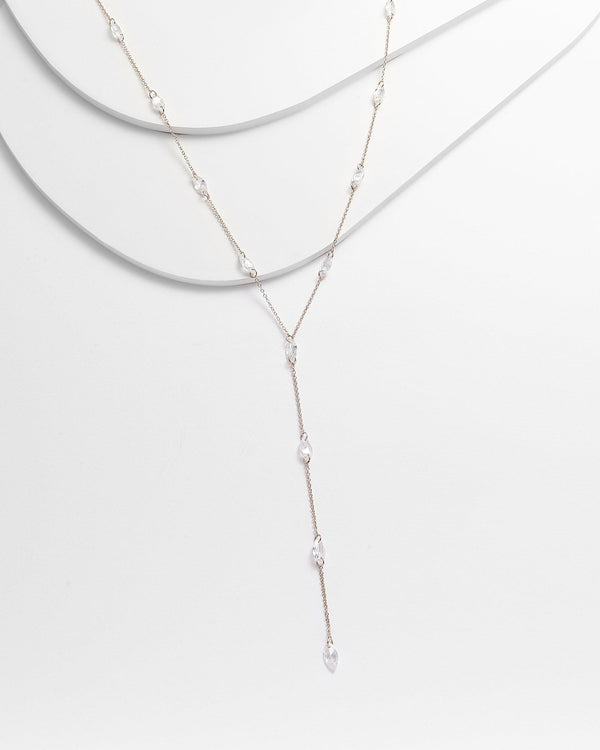Layla Lariat Necklace with Marquise Diamonettes
