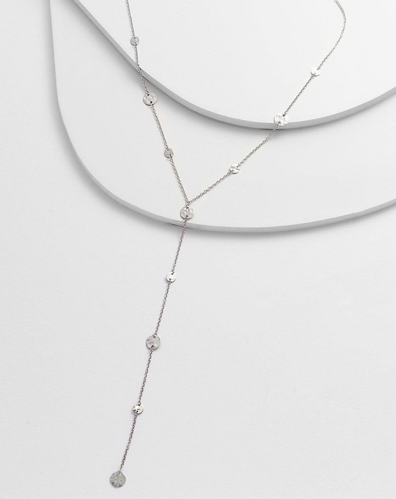 ALYVIA Lariat Necklace with Hammered Circles