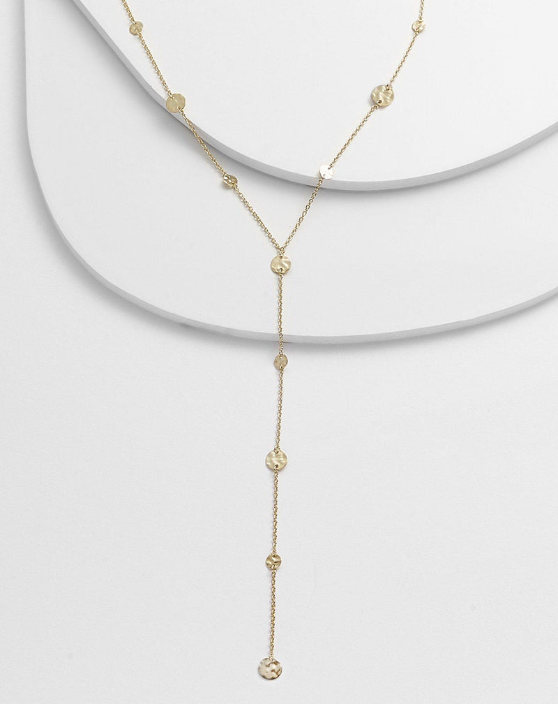 ALYVIA Lariat Necklace with Hammered Circles