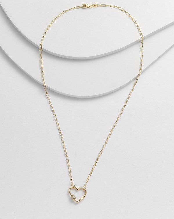 LUCY Hardware Small pavé heart lock necklace