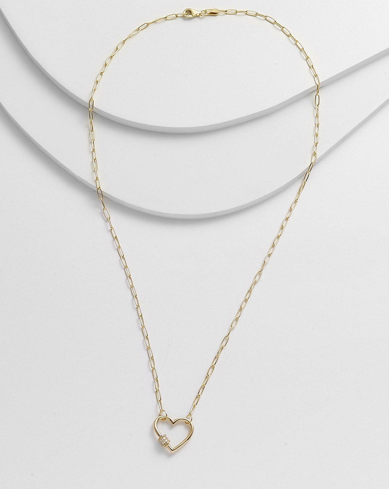 LUCY Hardware Small pavé heart lock necklace