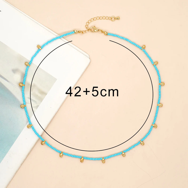 Gold and Turquoise Bead Necklace