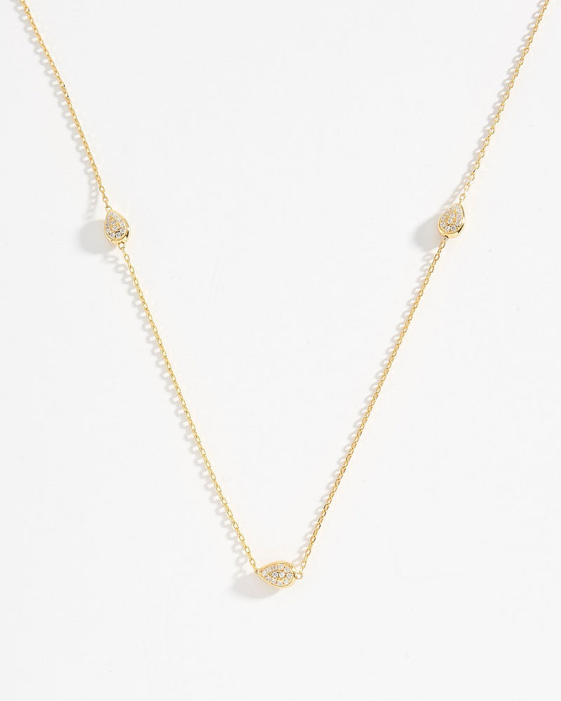 Stephanie Dainty Chain Necklace With Pear Droplets