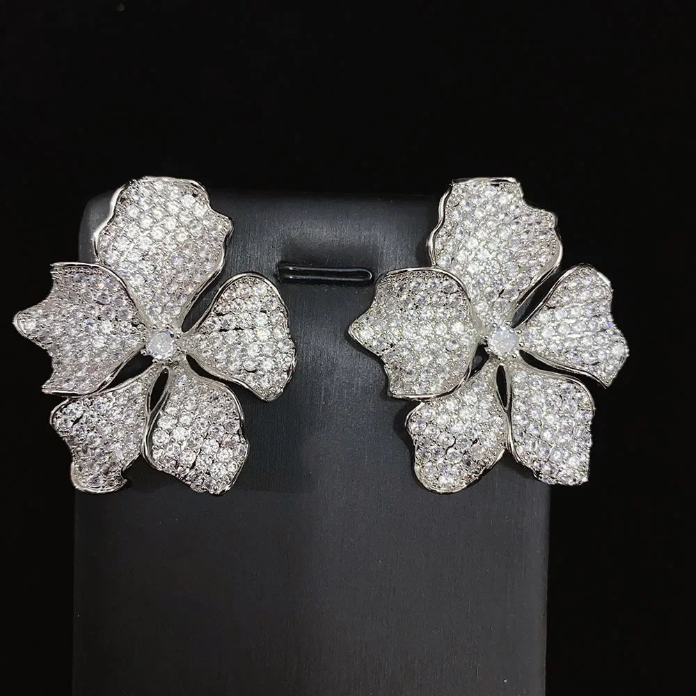 Andrea Large Hibiscus Flower Statement Stud Earrings