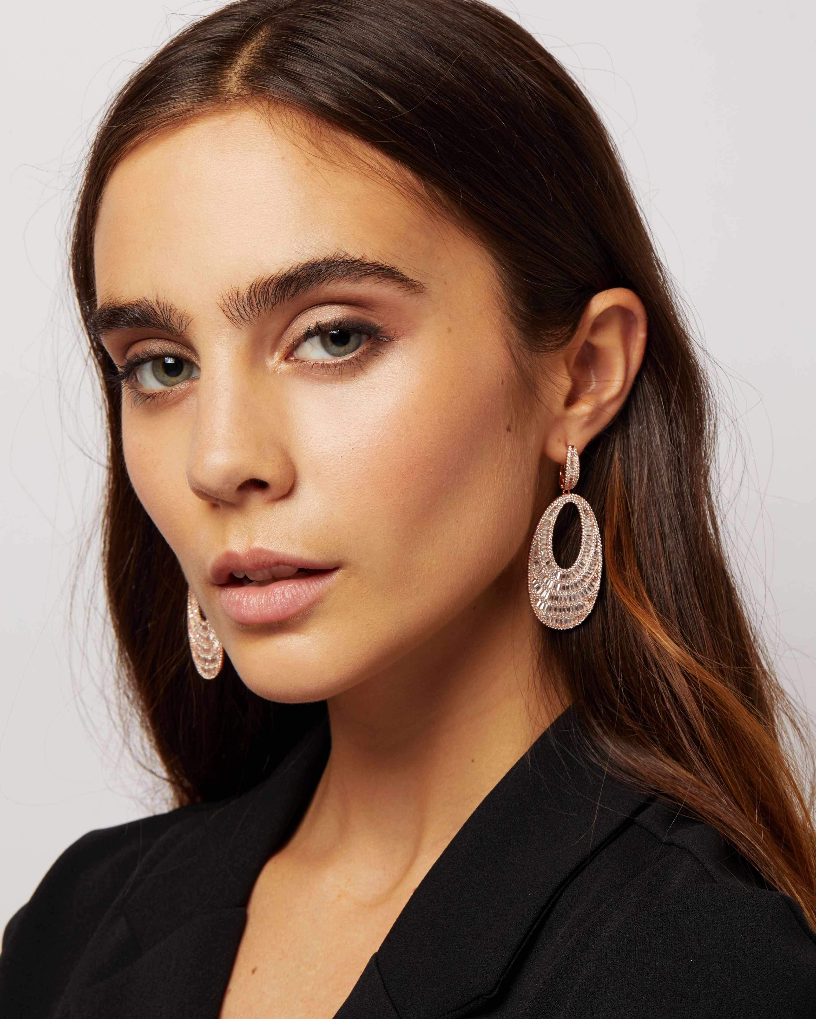 Colleen Baguette Oval Dangle Earrings